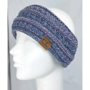 C.C. Knitted Headband Ear Warmer Womens One Size  Purple Verigated Lined Winter